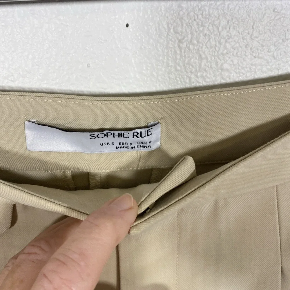 Sophie Rue Corey Suit Short Womens Size‎ S Tan High Waist Pleated Pocket Chic X1
